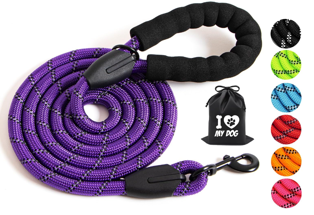 Une laisse de corde en nylon pour chien violette